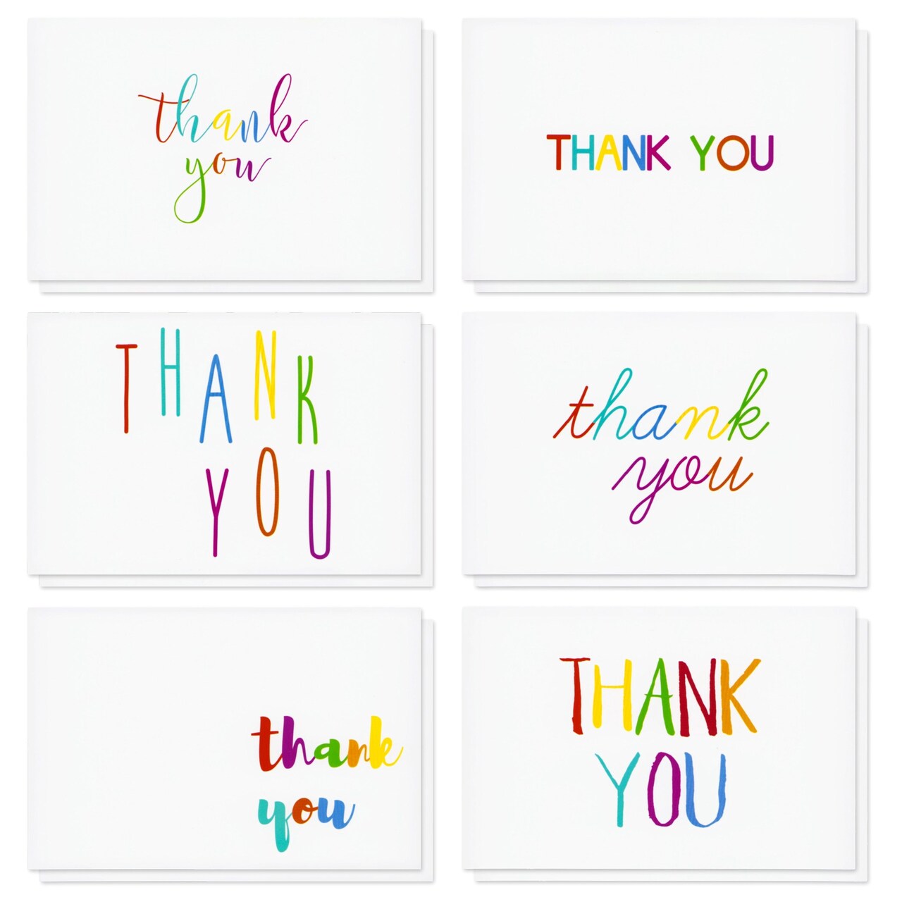 48 Pack 4x6-inch Bulk Thank You Cards with Envelopes - Appreciation Gift Note for Teachers and Kids (6 Assorted Designs)